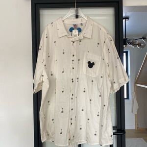 Junk Food Men's White Cotton Mickey Mouse Palm Tree Button-Up Shirt XXL